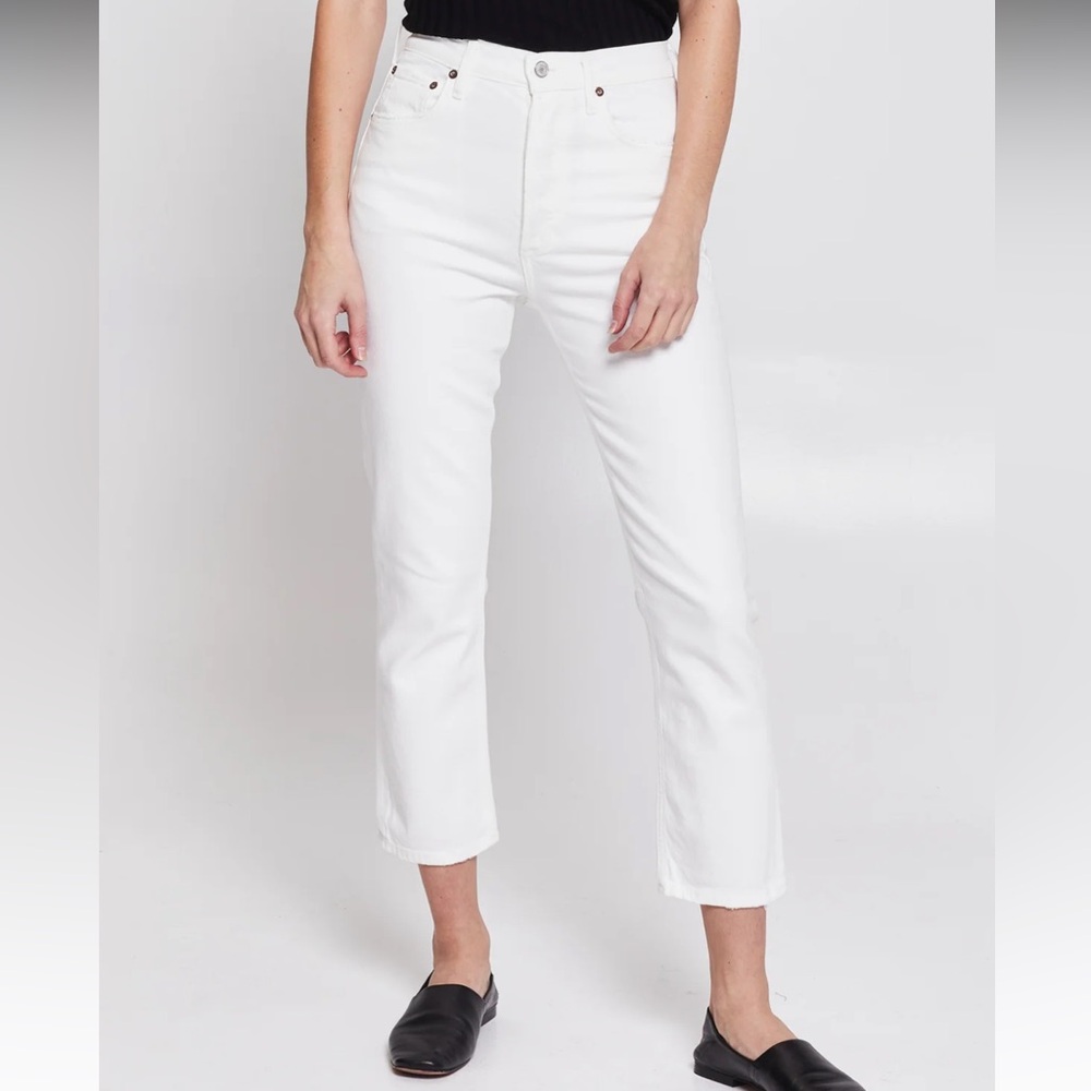 Agolde Riley Crop White Jeans